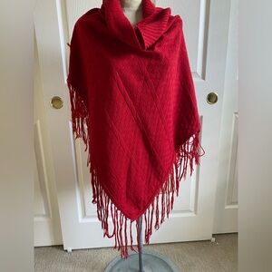 Worthington Vibrant Red Knit Poncho